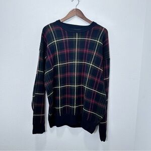 Woods and Gray Men's Plaid Navy and Red Grunge Grandpa Knit Sweater Size‎ XL